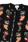 Embroidered Stockings Ugly Christmas Cardigan 61418