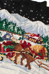Snowy Horse & Carriage Scene Ugly Christmas Sweater 61429