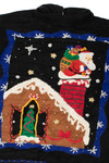 Santa Chimney Scene Ugly Christmas Zip-Up Cardigan 61436