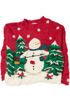 Snowman In The Snowy Trees Ugly Christmas Sweater 61449