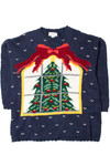 Christmas Tree In Snowy Window Ugly Christmas Sweater 61452