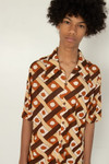 Vintage Brown Pattern Button Up Shirt (1970s)