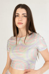 Pastel Holographic Swirl Crop Top