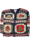 Holiday Elements Blue Ugly Christmas Zip-Up Cardigan 62176