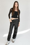 Pleather Drawstring Parachute Pants