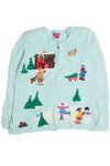 Vintage Blue Ugly Christmas Cardigan 60948