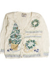 Vintage White Ugly Christmas Cardigan 60954