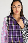 Cropped Patchwork Plaid Flannel Shirt