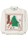 Felted Bunny & Bear Holiday Woodland Scene Ugly Christmas Sweatshirt 61556