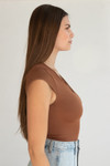 Notch Neck Ribbed Seamless Tee