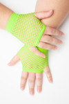 Neon Green Fingerless Fishnet Gloves