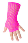 Neon Pink Long Fingerless Fishnet Gloves