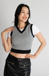 Houndstooth Sweater Vest With Tee