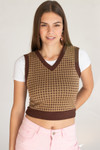 Houndstooth Sweater Vest With Tee