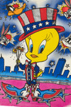 Vintage 1995 Patriotic Tweety Looney Tunes Glittery Puff Paint Detail T-Shirt