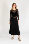 Tiered Button Front Maxi Skirt