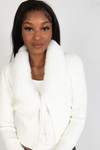 Faux Fur Collar Tie Front Cardigan