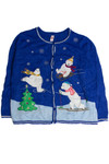 Vintage Blue Ugly Christmas Cardigan 62683