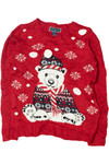 Polar Bear With 3-D Scarf Ugly Christmas Pullover 61693