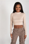 Cable Knit Mock Neck Crop Top