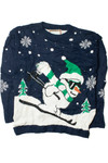 Navy Skiing Snowman Ugly Christmas Pullover 61704