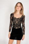 Lace Bustier Long Sleeve Top