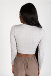 Cable Knit V Neck Crop Top