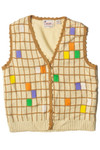 Vintage Knit Checker Pattern Vest