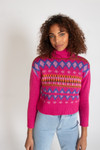 Fuchsia Fair Isle Turtleneck Sweater