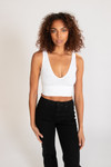 Pearl Detail Deep V Crop Tank