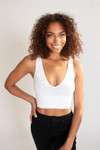 Pearl Detail Deep V Crop Tank