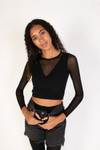 Illusion Mesh V Neck Seamless Top