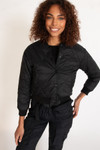 Black Quilted Bomber Jacket