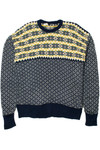Vintage Navy & Yellow Patterned Sweater