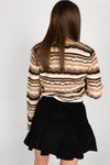 Pointelle Stripe Bell Sleeve Sweater