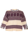 Vintage Ivory & Purple Knit Cardigan Sweater