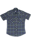 Recycled Wrangler Blue and Green Button Up Shirt