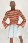 Striped Crochet Bell Sleeve Sweater