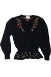 Vintage Hand Embroidered Floral Knit Sweater