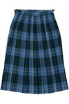 Vintage Blue & Navy Plaid Wool Skirt