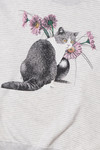 Vintage Cat With Flowers Thin Striped Sweatshirt