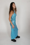 Vintage Adrianna Papell Blue Sequin Dress