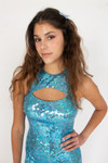 Vintage Adrianna Papell Blue Sequin Dress