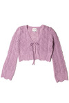 Chenille Pointelle Tie Front Cardigan