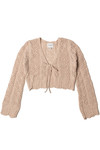 Chenille Pointelle Tie Front Cardigan