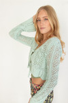 Chenille Pointelle Tie Front Cardigan