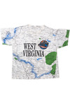 Vintage West Virginia All Over Print Map T-Shirt