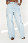 Wide Leg Pull On Cargo Jeans