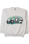 Vintage Panda Bears Front/Back Print Sweatshirt