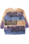 Vintage Cat Block Print Tie Dye Sweatshirt